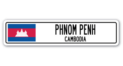 Phnom Penh Cam Street Sign Heavy Duty Plastic 7" X 30"