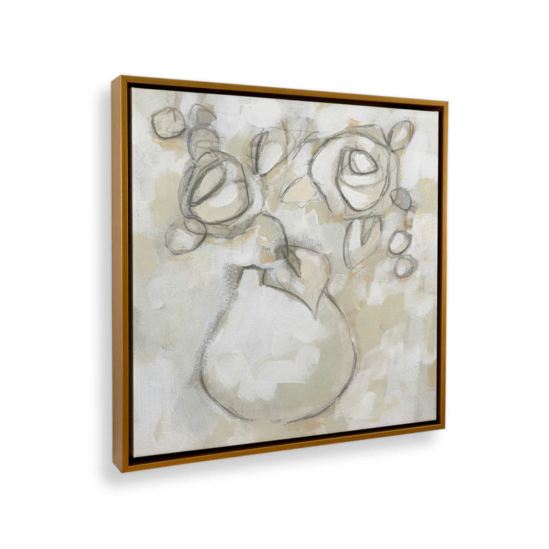 Impression sur toile, "Bouquet Sketch Impression I" par June Erica Vess, H 36 po x l 36 po, Doré
