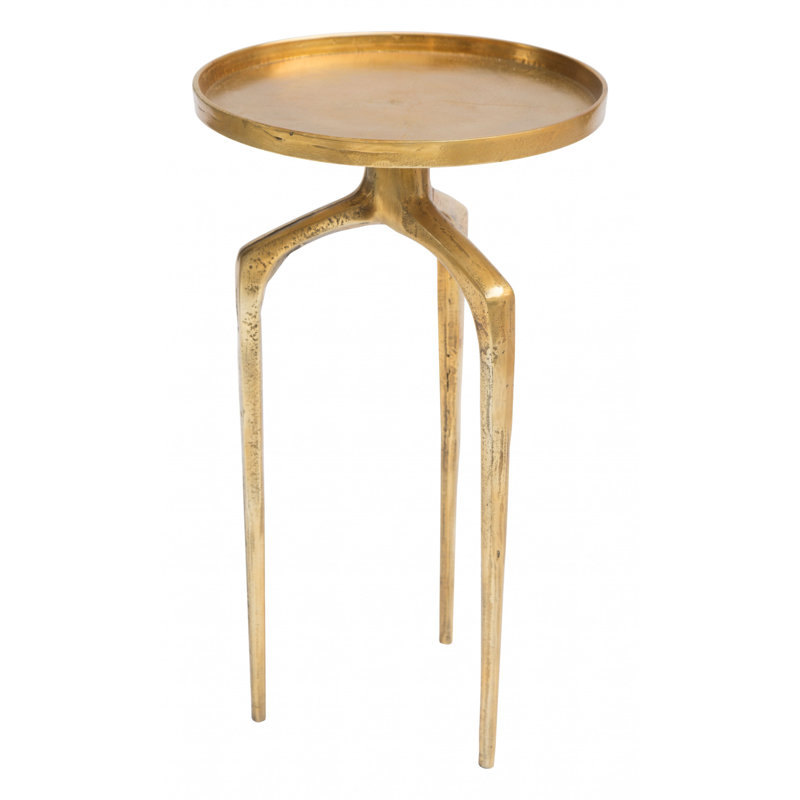 Antique Gold Round Metal Nesting Tables, Set of 2
