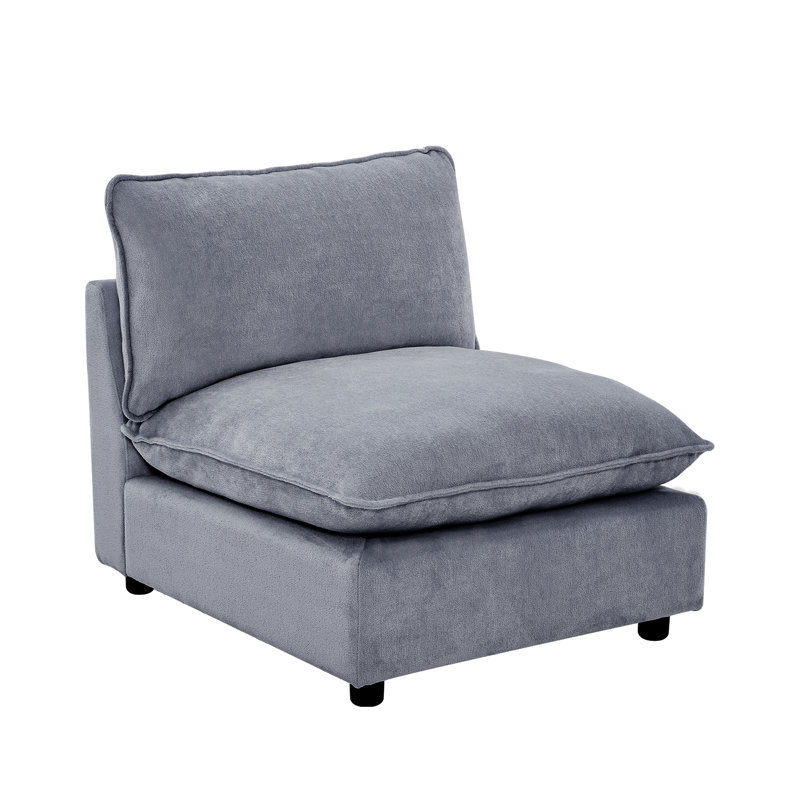 31.5" Heffernan Accent Chair Modular Sectional Sofa, Blue Gray Chenille