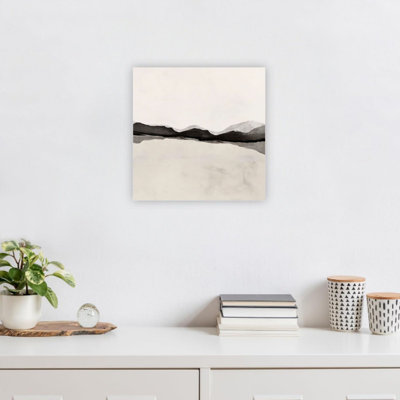 Black Tan Pastel Grunge Wave Collage Abstract Canvas Print Premium Modern Home Wall Art 24 x 24 Inch