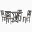 Ensemble 5 pièces de table de salle à manger et de chaises rondes avec des pieds de forme spéciale et un dossier creux de conception exquise pour la salle à manger-1841310605-1841310607