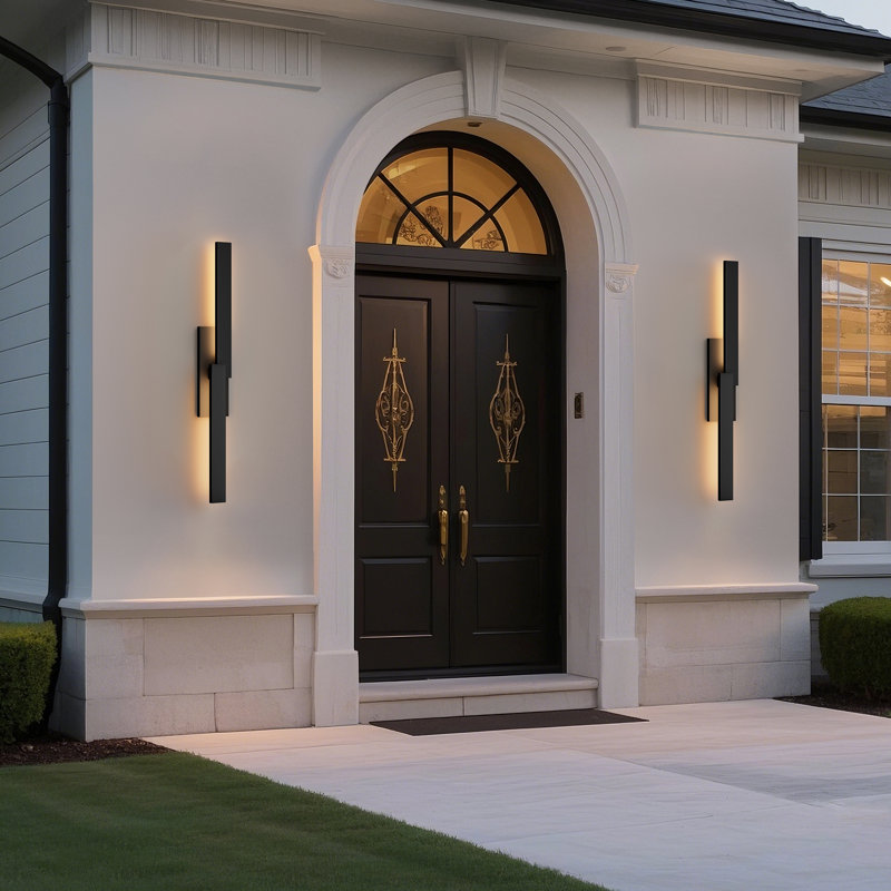 39.3" Dimmable LED Black Iron Outdoor Wall Light, 39.3" H x 5.5" W x 3" D