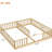 Double Twin Floor Bed with Fence, Guardrails, without door, Natural-259200186