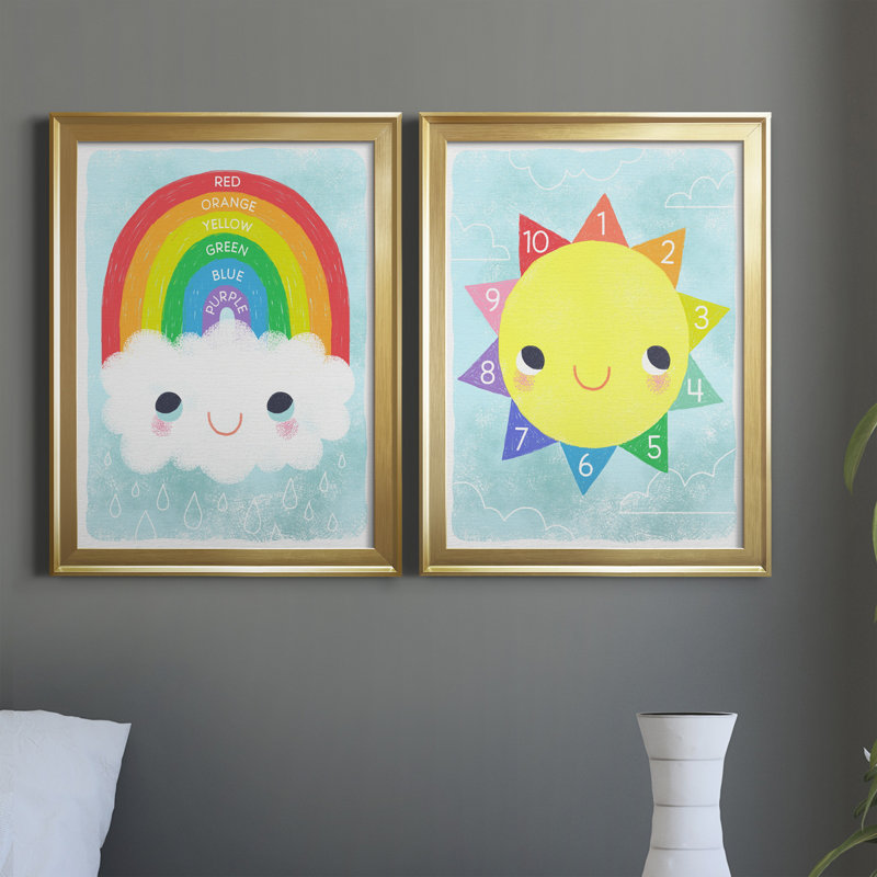 Rainbow Colors - Ensemble de 2 peintures sur toile encadrées, Or, H 30,5 po x l 22,5 po x P 1 po