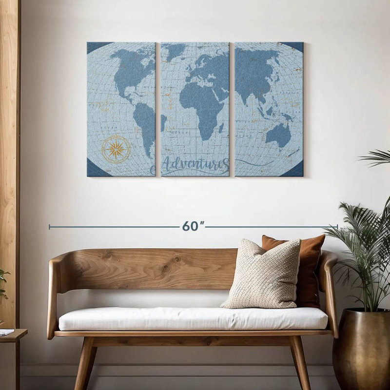 Senne Adventures World Map, 28" H x 45" W