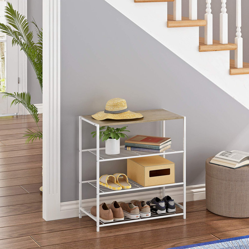 12 Pair Shoe Rack, Oak/White