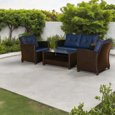 Ensemble de canapés d'extérieur durables, acier galvanisé et rotin, jardin moderne, utilisation de balcon