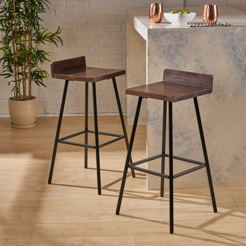 Louison Counter Stool with Metal Frame, Dark Brown