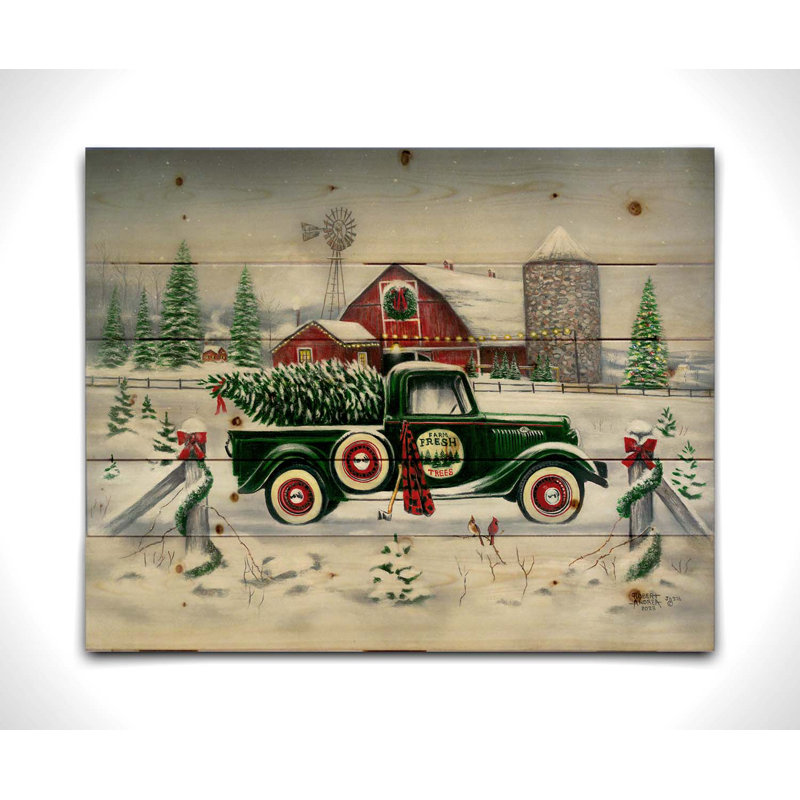 Camion de Noël Ye Olde par Robert Andrea, Non, H 16 po x l 20 po, Bois