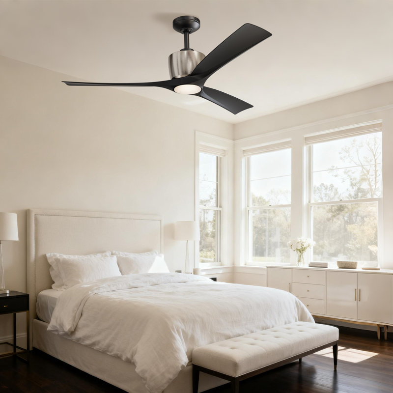 Avaris 52 in. Indoor Brushed Nickel Dual Mount Ceiling Fan with Integrated LED Light and Remote Included