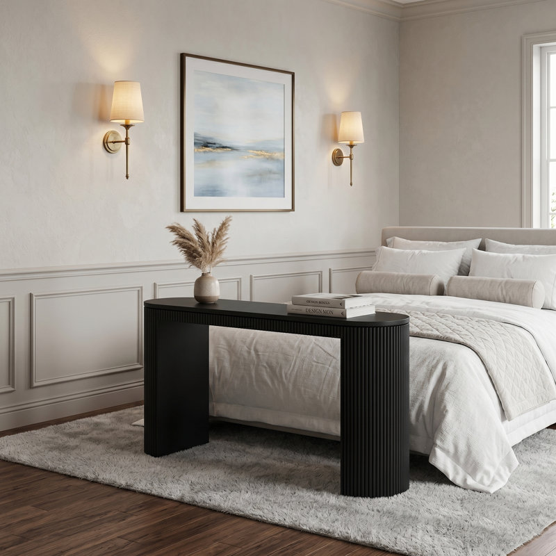 Console incurvée avec pieds à rayures verticales uniques - table d'appoint moderne pour le salon, le bureau ou le vestibule