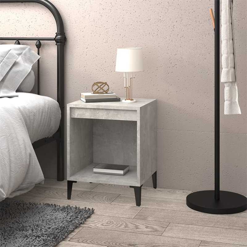  Bedside Cabinet Black Engineered Wood Bedside Cabinet Rectangular, Grey