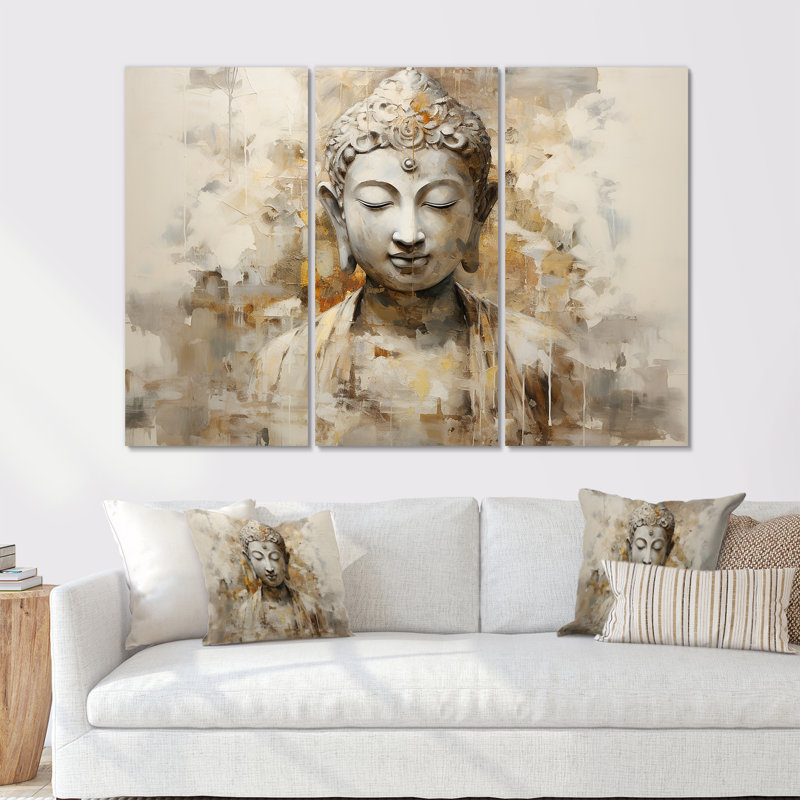 Ensemble d'art mural «bouddhisme» Tivona, Toile tendue, H 32 po x l 48 po