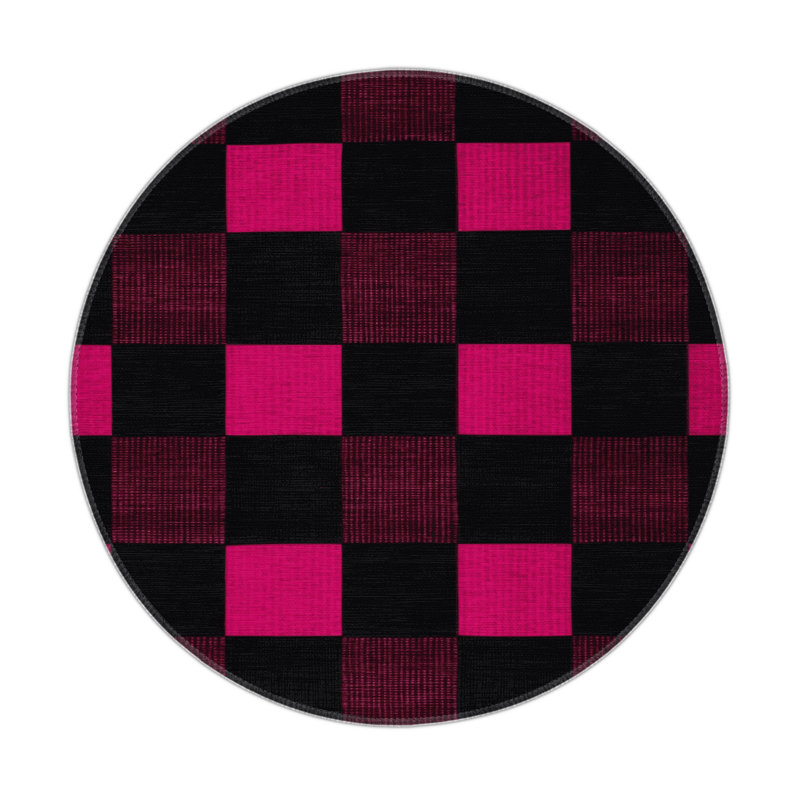 Tapis intérieur / extérieur mauve à carreaux, Rond 5 pi