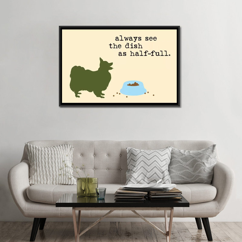 « half full i », impression sur toile, H 18 po x l 26 po x P 1,5 po, Toile avec cadre noir, Pas de tapis