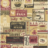 Kitchen Recipes Tea and Coffee Labels 32.8' L x 21" W Wallpaper Roll
