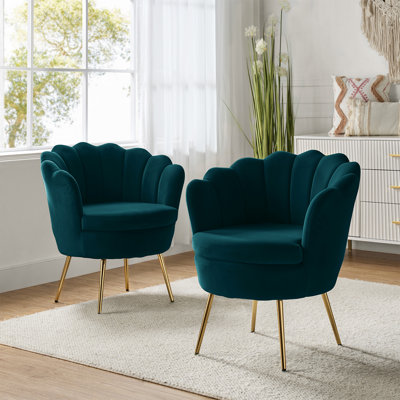 Fauteuil demi-tonneau en velours 30 po Hendrix