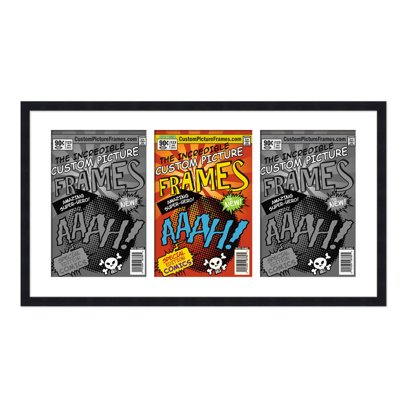 Wood Picture Frame with Mat, Black/White, 6.875" x 10.5"