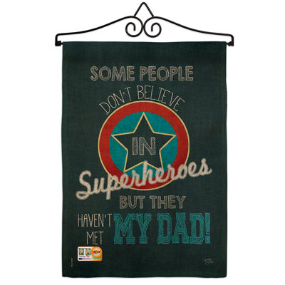 Superhero papa en toile jute en toile jute à 2 côtés 19 po x l 13 po, fête père drapeau de jardin