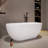 63 in. Freestanding Soaking Solid Surface Bathtub-98606635