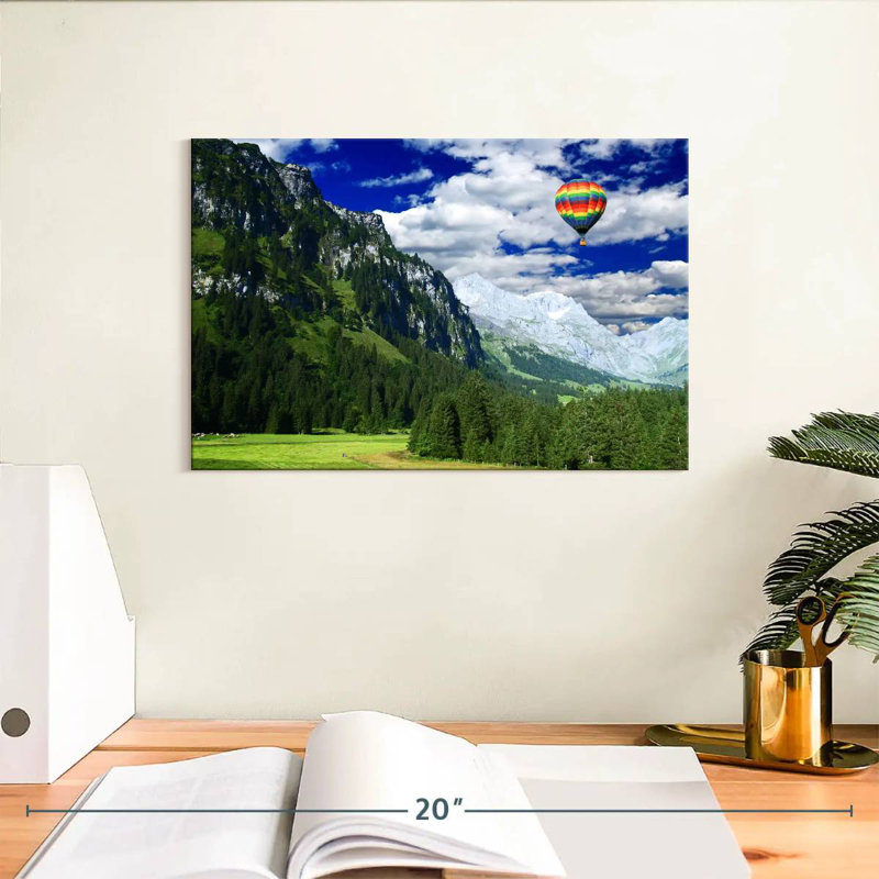 Alvord Hot Air Balloon Mountain Scene, 8" H x 12" W