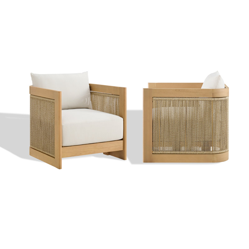 Méridienne d'extérieur 27 po Cordelia en eucalyptus huilé - ensemble de 2