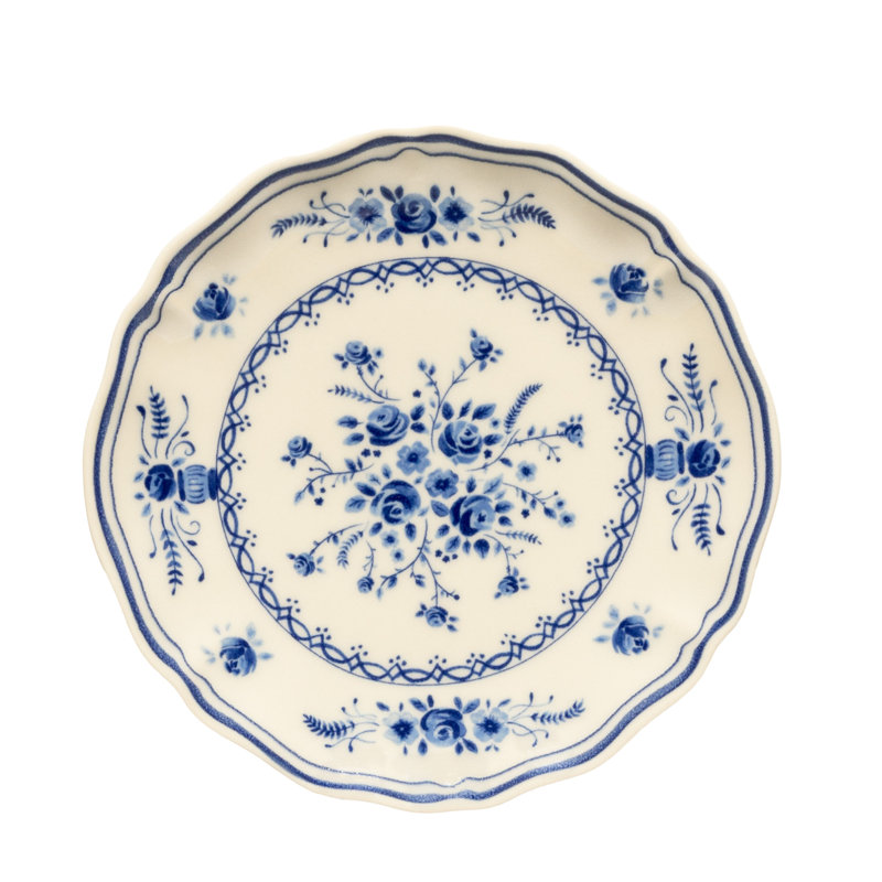 Vila Appetizer Plates, Beige/Blue