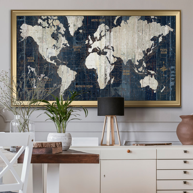 Mehdi " Old World Map Blue ", Gold