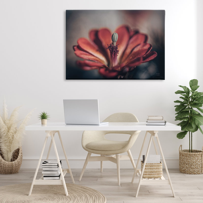«Red Elevation Bloom», art mural sur toile par Nathan Larson, H 30 po x l 45 po
