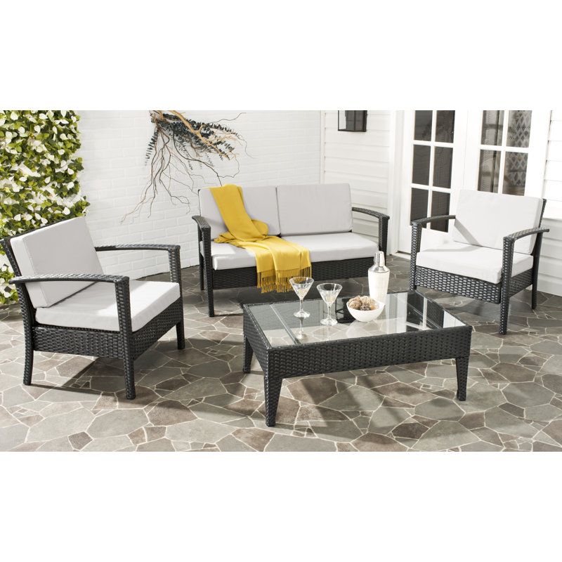 Siratro 4 - Person Patio Conversation Set with Cushions, Black, Gray