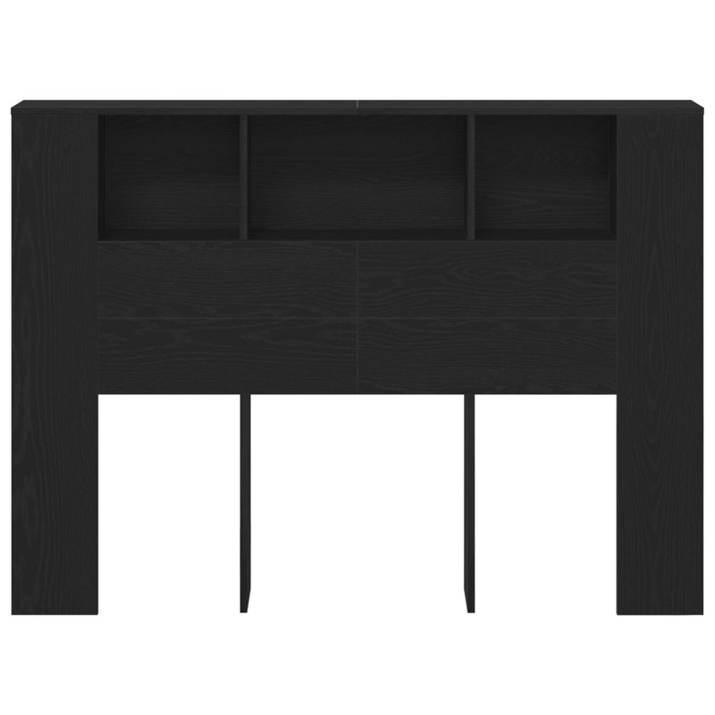 Solid Wood Bookcase Headboard, European Double (140 x 200cm), Black Oak