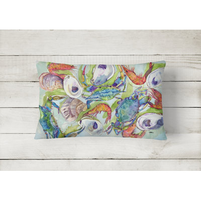 Crab Outdoor Reversible Throw Pillow