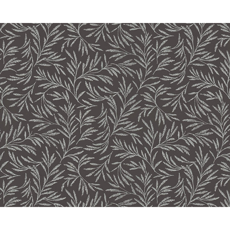 Papier peint moderne Concord Walldingings avec feuilles flottantes, Noir / gris