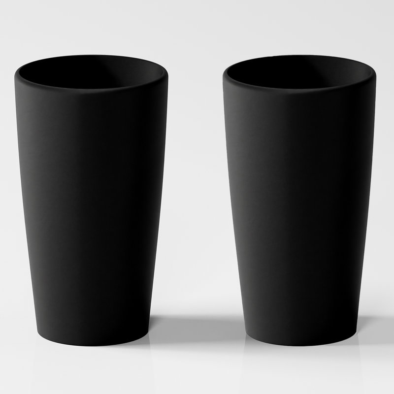 Tall Round Planter Set of 2, 22 Inch Tall Decorative Planter Pots for Outdoor Indoor Garden Patio Front Porch, Black