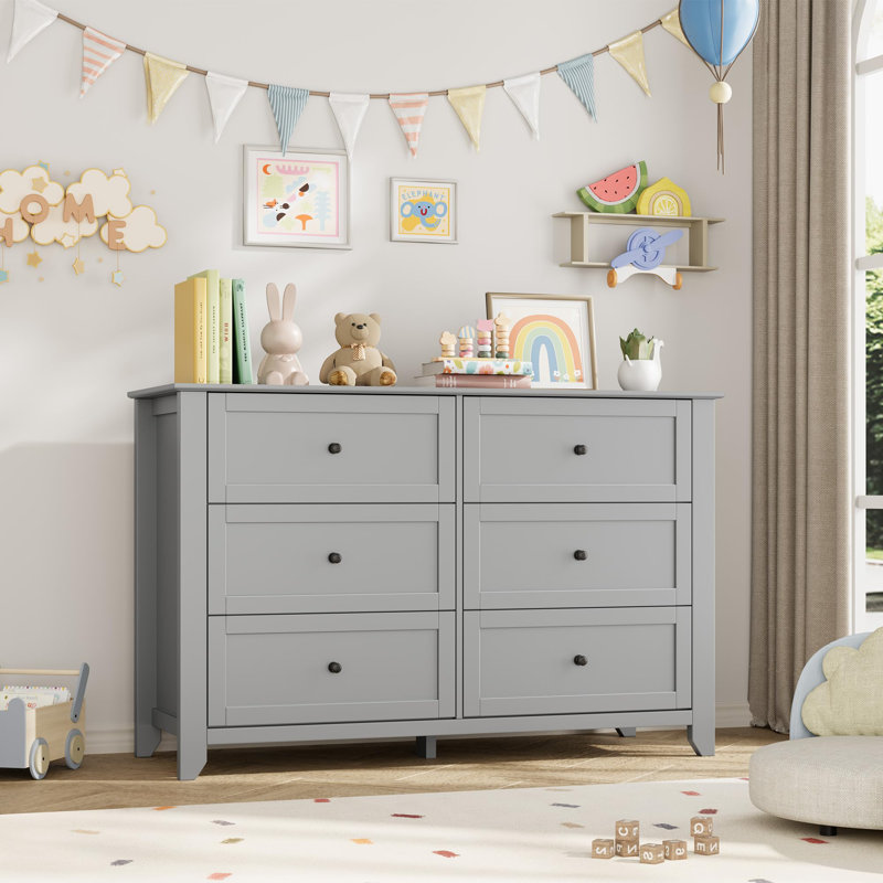 Commode 6 tiroirs Grey, Gris