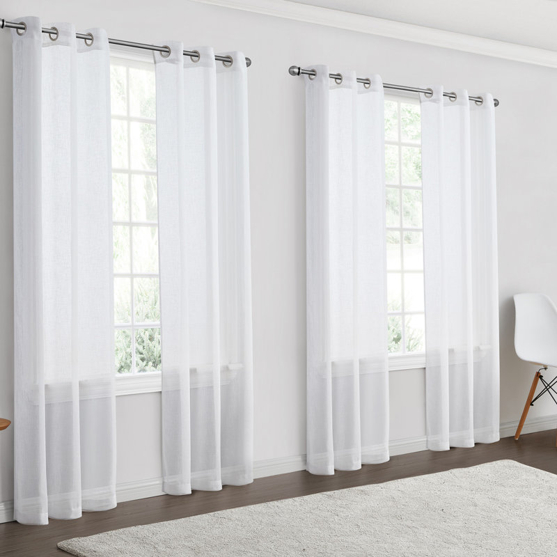 Hudayfah Sheer Curtain Panel Set, White