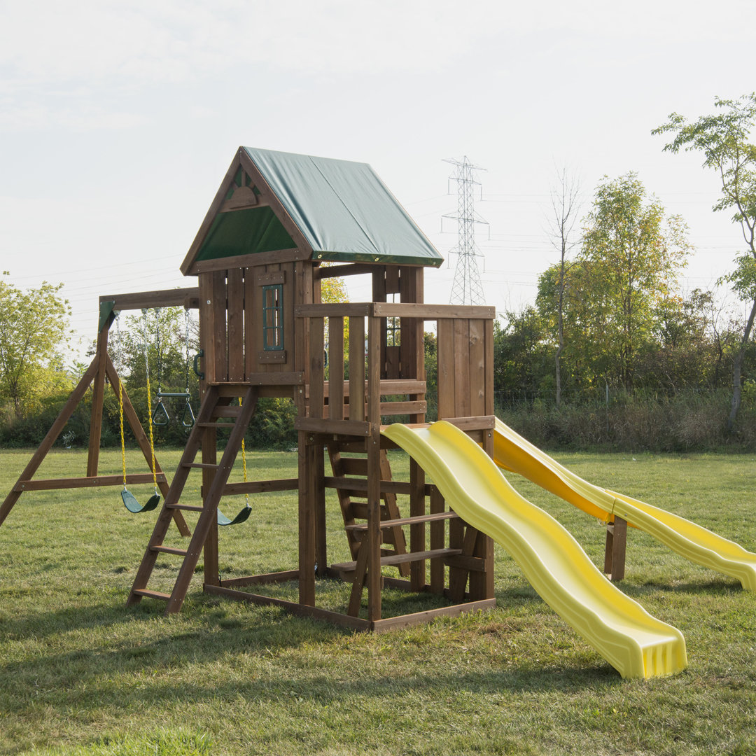 Castlebrook Wooden Play Swing Set Swing-n-Slide