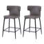 28 tabourets de bar à hauteur de comptoir de 28 po, de 2 chaises grises modernes avec repose-pieds en cuir de polyuréthane et métal rembourrés de mousse pour tabourets de 28 po (2), rembourrés et pratiques