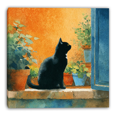 «Window Garden Cat I», art mural sur toile tendue