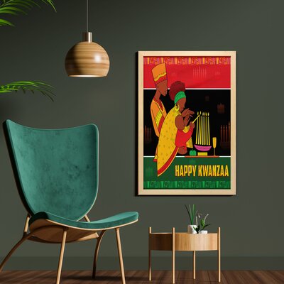 Happy Kwanzaa Calligraphic Illustration Celebration of Holiday - Picture Frame Graphic Art Print on Fabric -  East Urban Home, 15167B3570C241D9A1ACDC76342F4F70