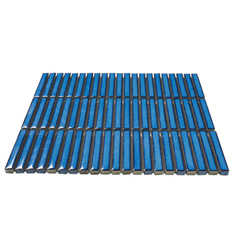 Carreau de mosaïque à joint en briques de porcelaine 0,5 po x 3,6 po, Bleu