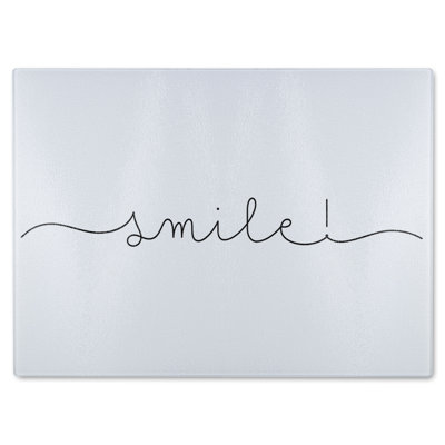 Text Smile Designer Glass Chopping Board