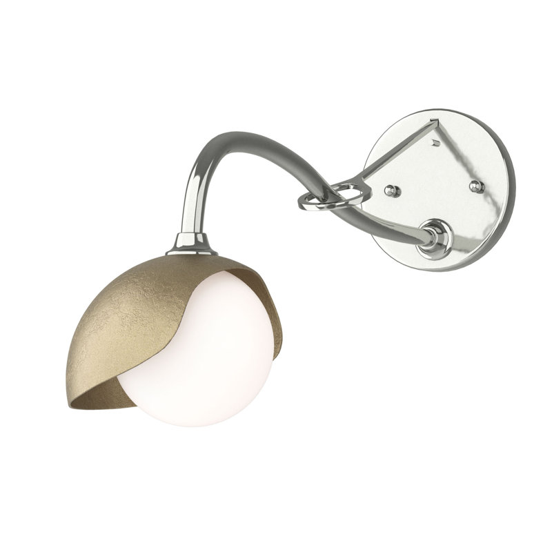 Brooklyn 1 - Light Hardwired Armed Sconce, Sterling, Soft Gold