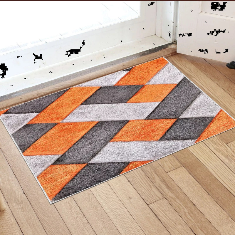 Christean Non-Slip Indoor Doormat, 80cm W x 150cm L, Orange