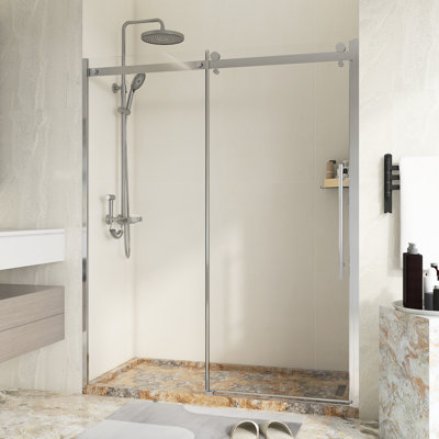 Porte de douche coulissante simple sans cadre 60 po x l 72 po en chrome