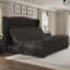Très grand lit réglable DuJuan H 50,8 po avec garniture cloutée et tête de lit capitonnée, noir-934821846-934821847