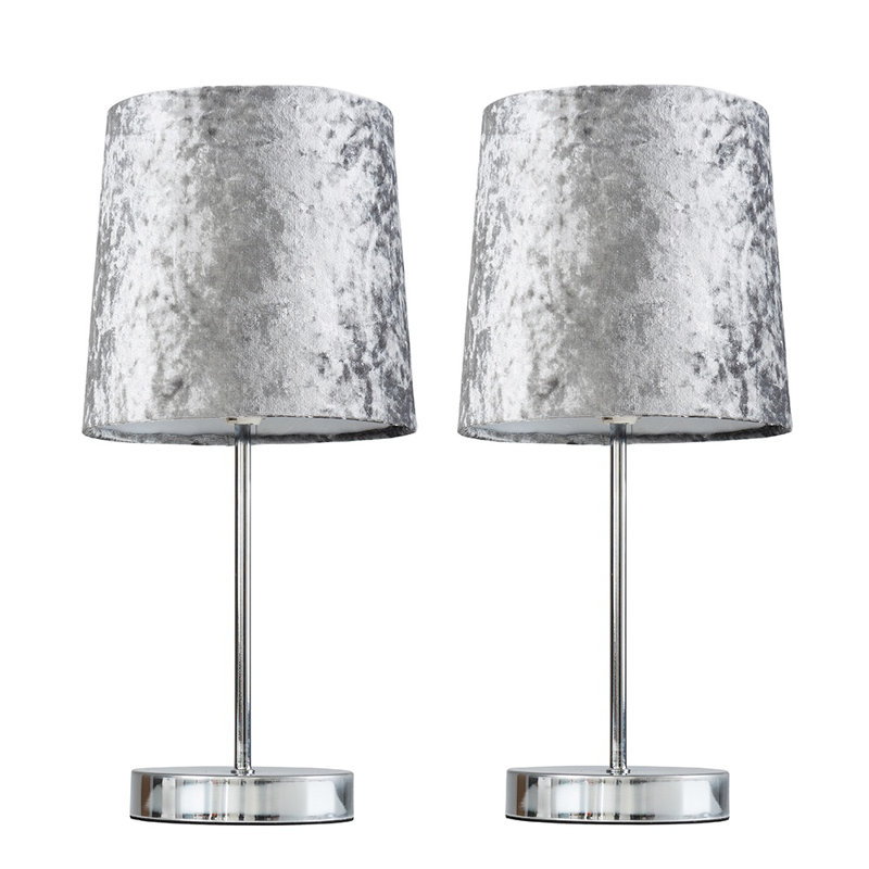 Ilene Metal Table Lamp, Silver Grey, No Bulb