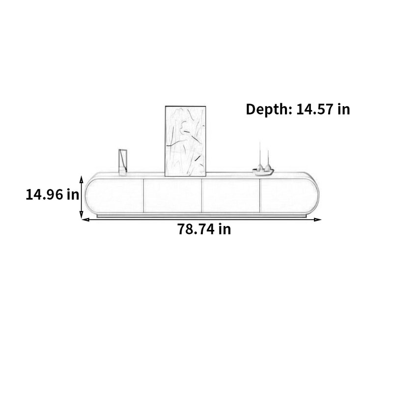 Meuble télé laqué crème, 78.74"