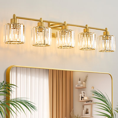Berto 3 - Light Dimmable Bathroom Vanity Light With Crystal Shade